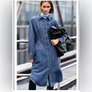 cos denim dress SLEEVELESS sleeved layers in the winter months and style as a standalone piece in summer COS + Denim Half-Zip Dress